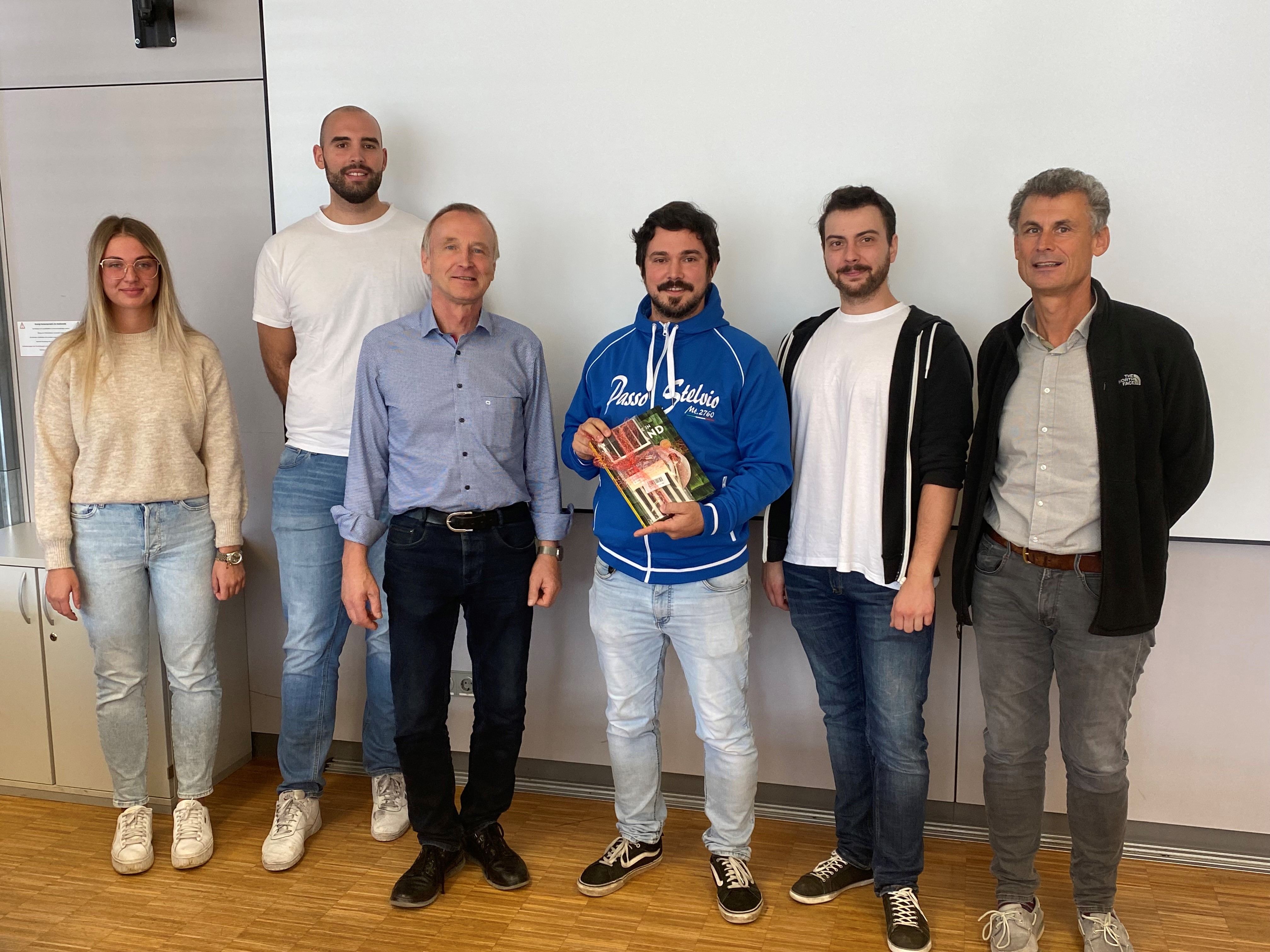 Katrin Felinger, Jonathan Schneider, Professor Gerhard Frey, Tom Cruz, Frank Lindenmann und Professor Jürgen Bauer. (v.l.n.r.)